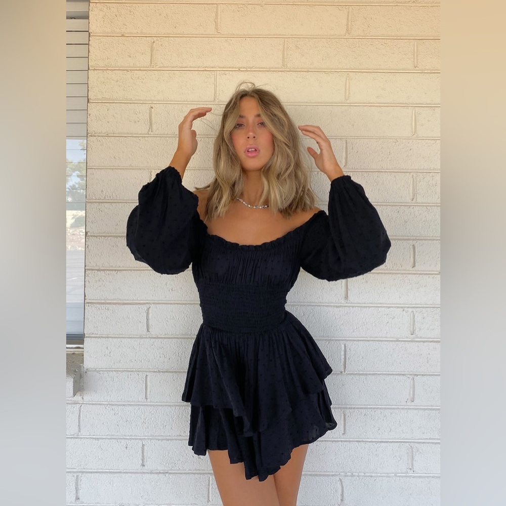 THE LOVE GALORE LONG SLEEVE ROMPER BLACK (NWT)